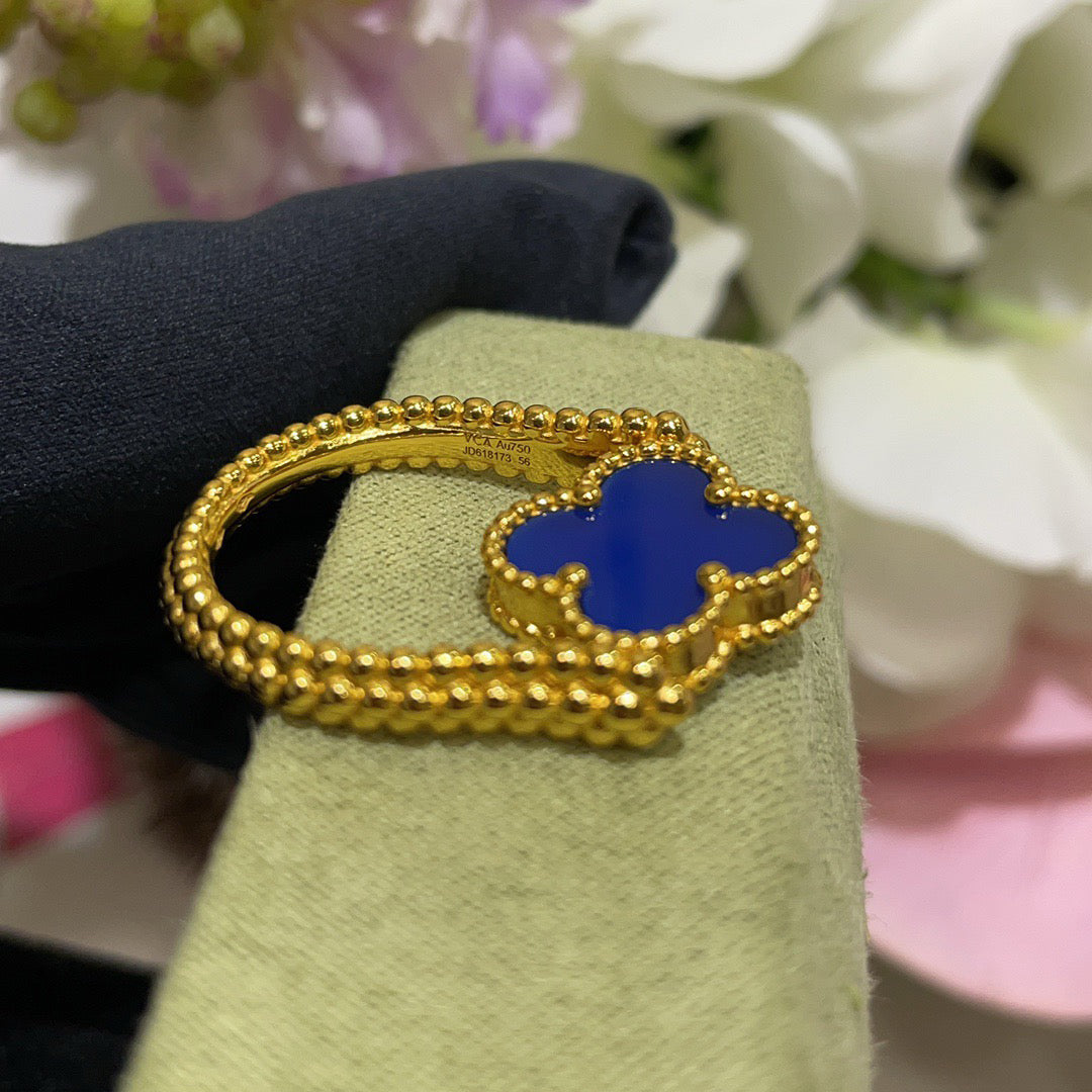[ECHO ]CLOVER RIVERSIBLE BLUE AGATE RING