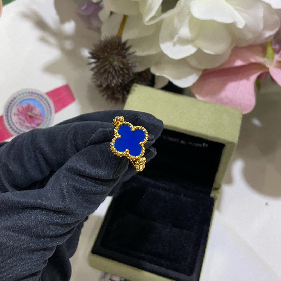 [ECHO ]CLOVER RIVERSIBLE BLUE AGATE RING