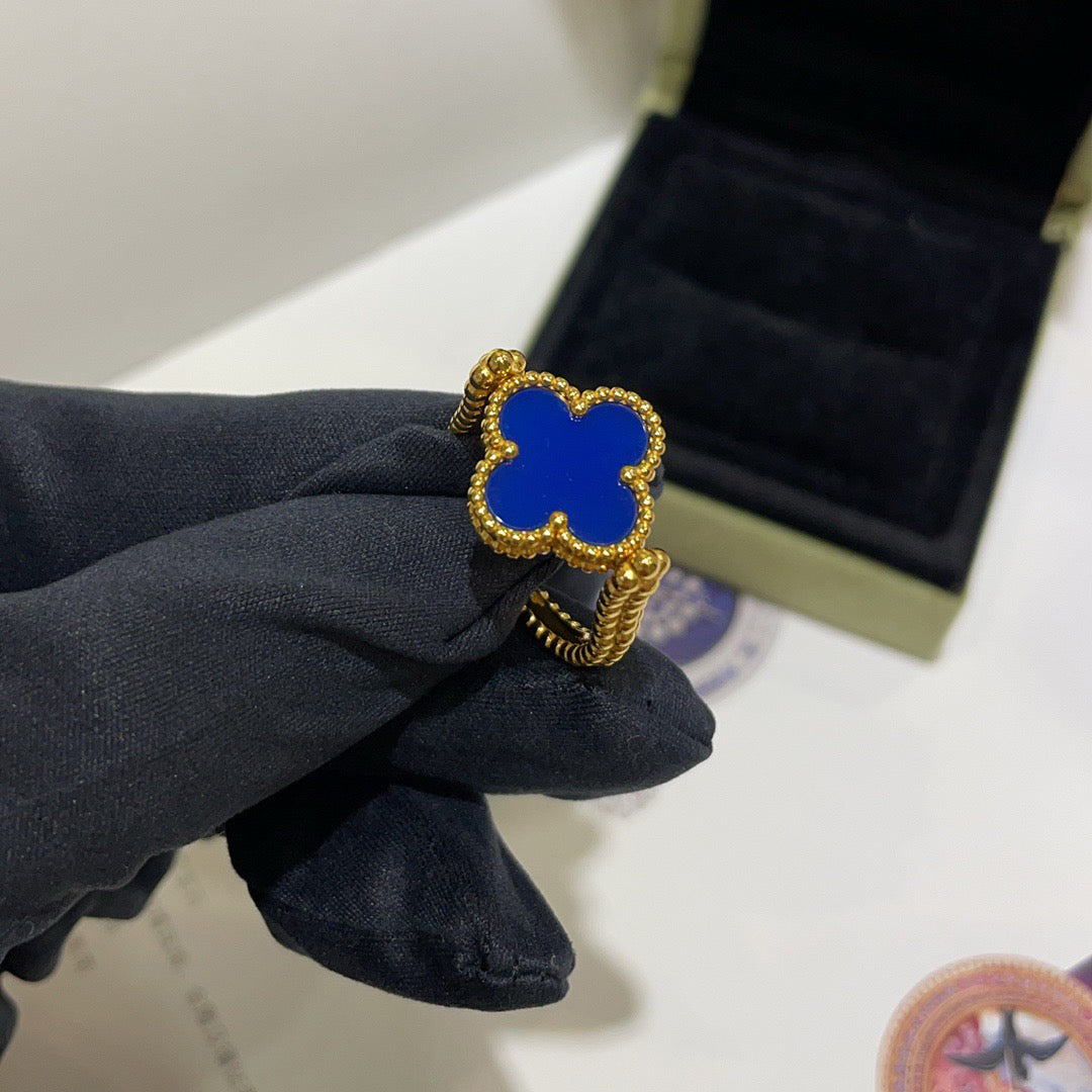 [ECHO ]CLOVER RIVERSIBLE BLUE AGATE RING