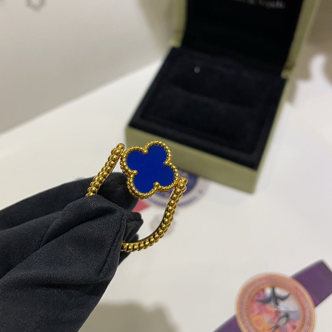 [ECHO ]CLOVER RIVERSIBLE BLUE AGATE RING