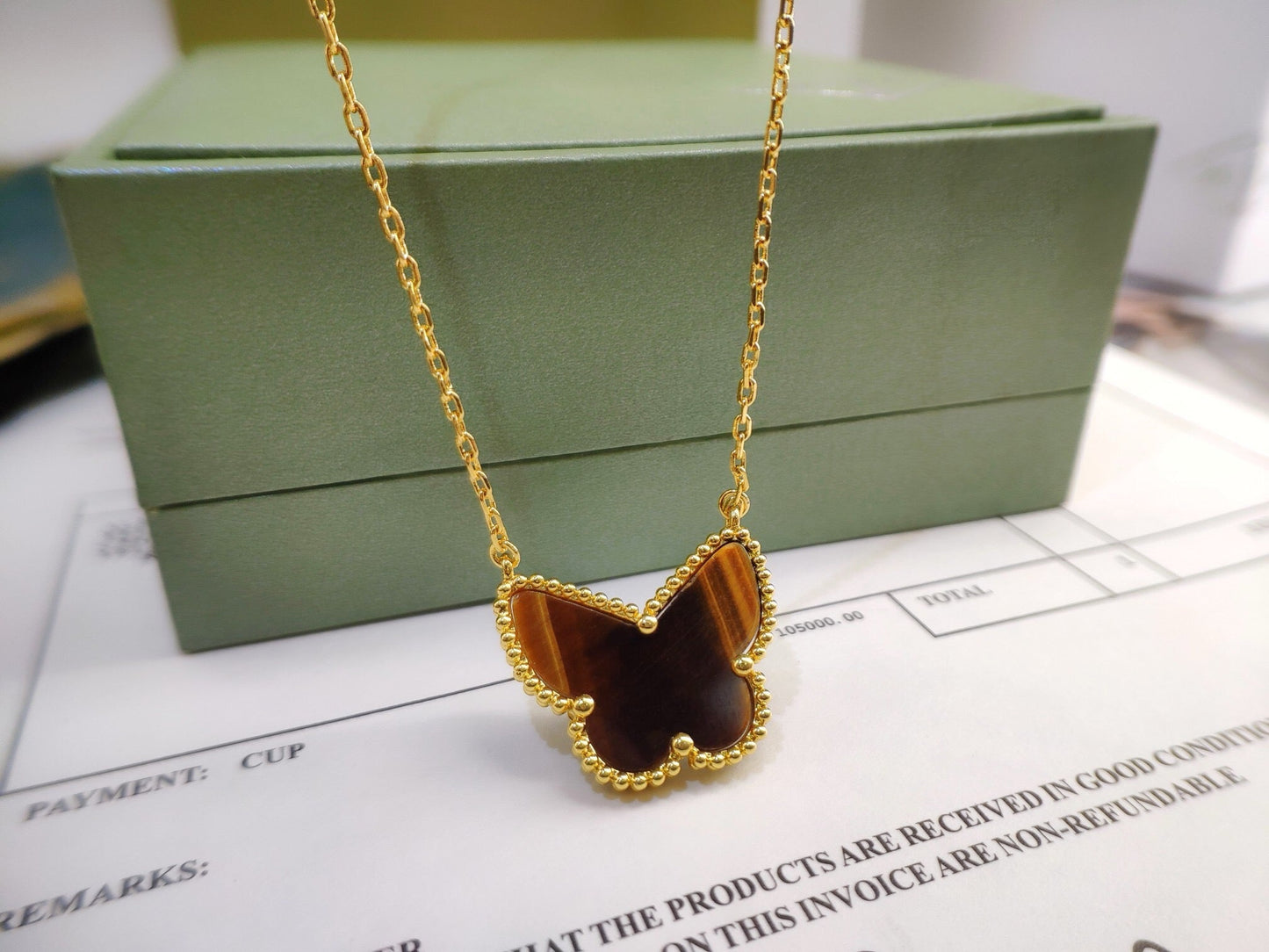 [ECHO ] TIGER__ EYE BUTTERFLY NECKLACE