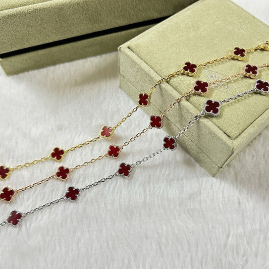 [ECHO ]CLOVER 6 MOTIF RED AGATE BRACELET