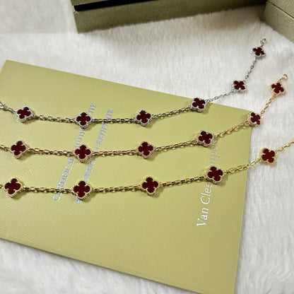 [ECHO ]CLOVER 6 MOTIF RED AGATE BRACELET