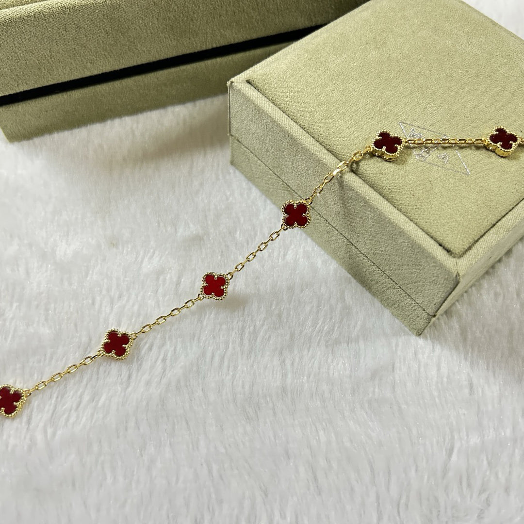 [ECHO ]CLOVER 6 MOTIF RED AGATE BRACELET