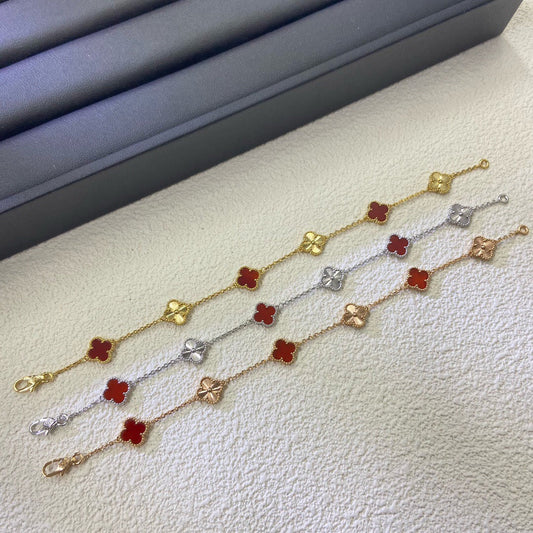 [ECHO ]CLOVER 6 MOTIF RED AGATE LASER BRACELET