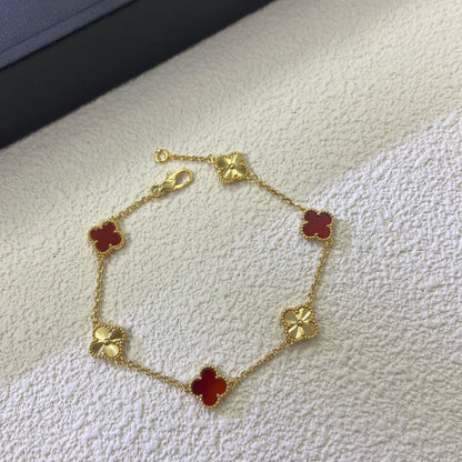 [ECHO ]CLOVER 6 MOTIF RED AGATE LASER BRACELET