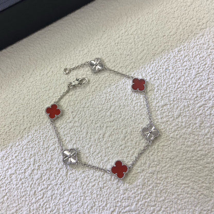 [ECHO ]CLOVER 6 MOTIF RED AGATE LASER BRACELET