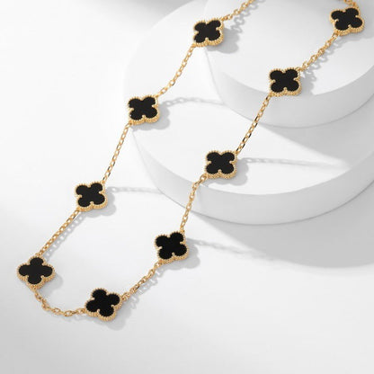[ECHO ]CLOVER 10 MOTIFS ONYX NECKLACE