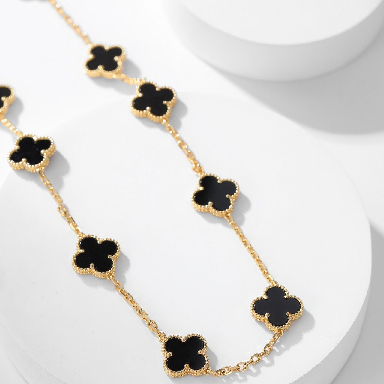 [ECHO ]CLOVER 10 MOTIFS ONYX NECKLACE