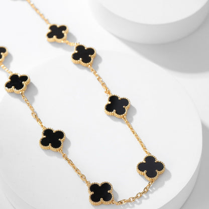 [ECHO ]CLOVER 10 MOTIFS ONYX NECKLACE