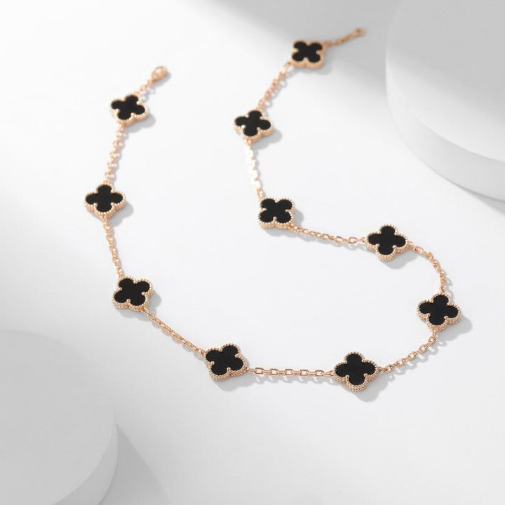 [ECHO ]CLOVER 10 MOTIFS ONYX NECKLACE