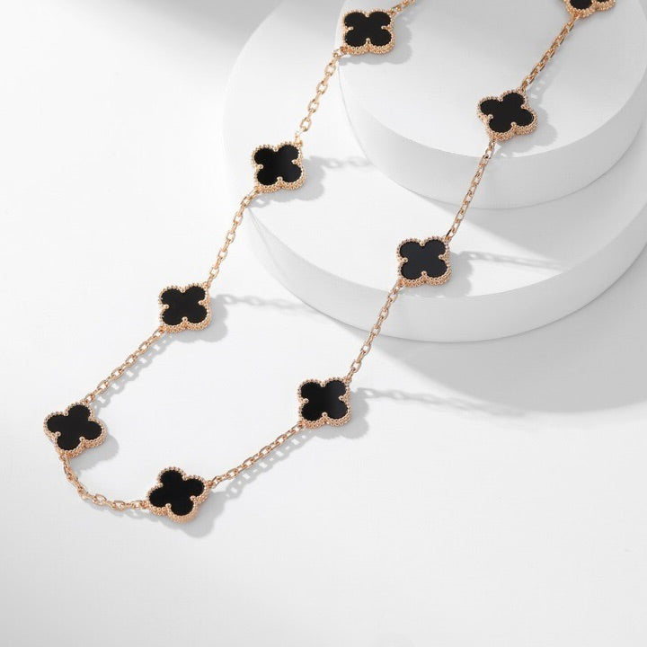 [ECHO ]CLOVER 10 MOTIFS ONYX NECKLACE