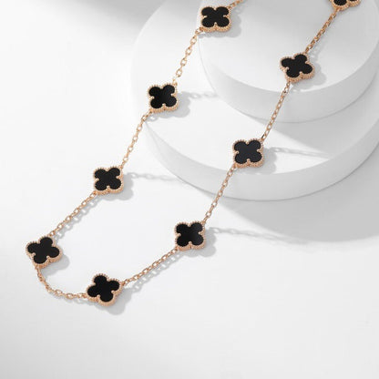 [ECHO ]CLOVER 10 MOTIFS ONYX NECKLACE