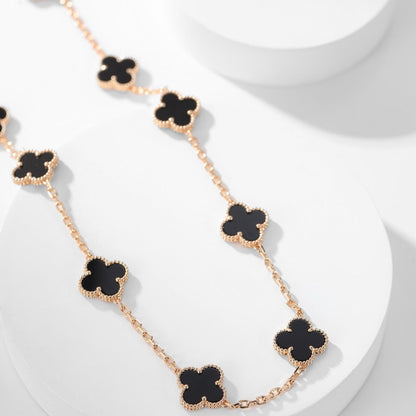 [ECHO ]CLOVER 10 MOTIFS ONYX NECKLACE