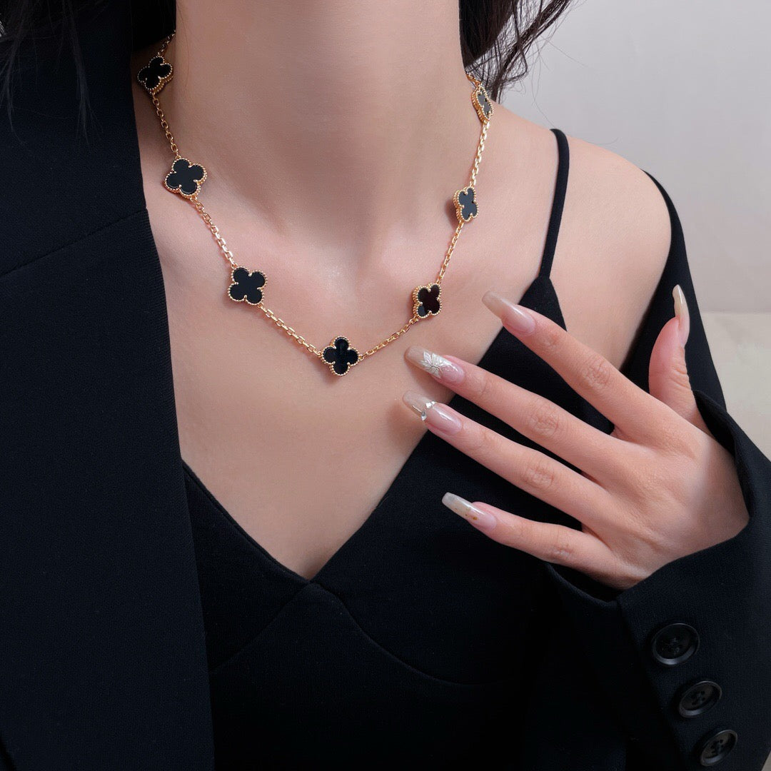 [ECHO ]CLOVER 10 MOTIFS ONYX NECKLACE