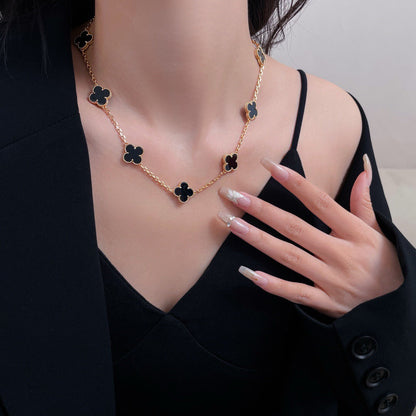 [ECHO ]CLOVER 10 MOTIFS ONYX NECKLACE