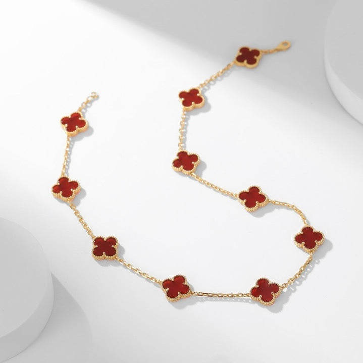 [ECHO ]CLOVER 10 MOTIFS CARNELIAN NECKLACE