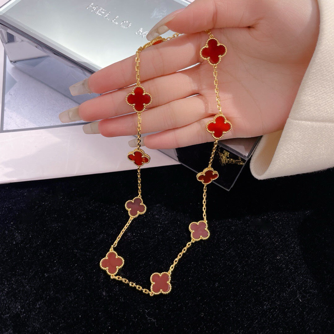 [ECHO ]CLOVER 10 MOTIFS CARNELIAN NECKLACE