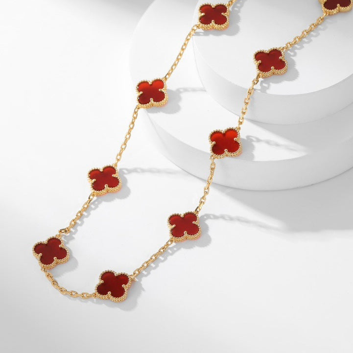 [ECHO ]CLOVER 10 MOTIFS CARNELIAN NECKLACE