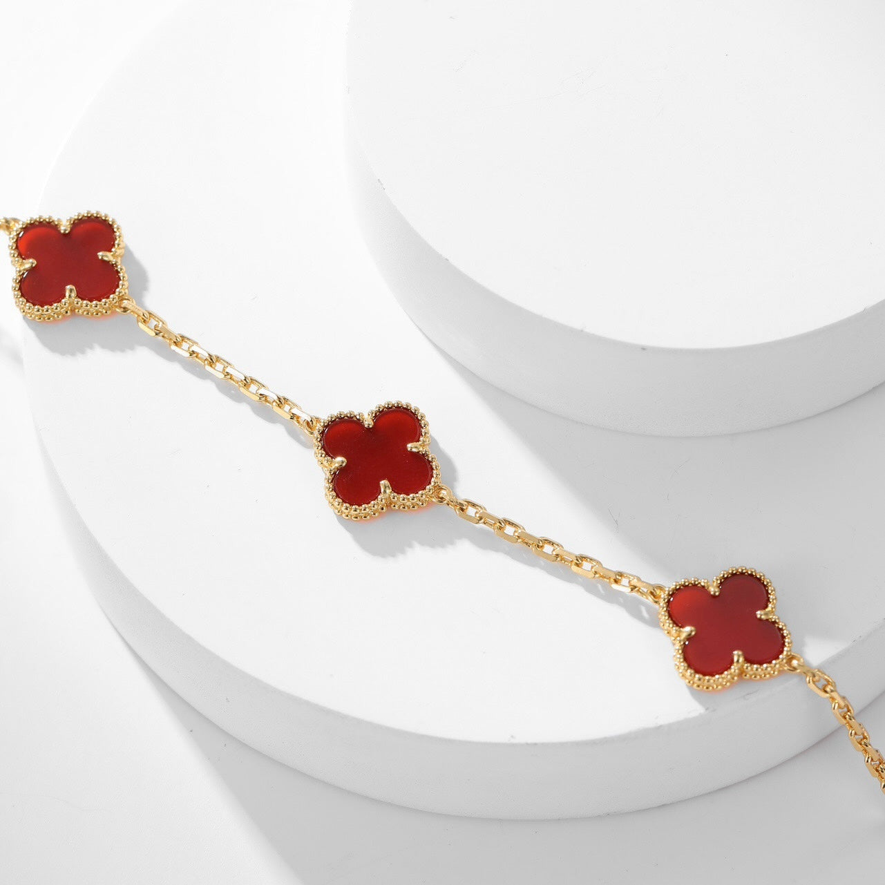 [ECHO ]CLOVER 10 MOTIFS CARNELIAN NECKLACE