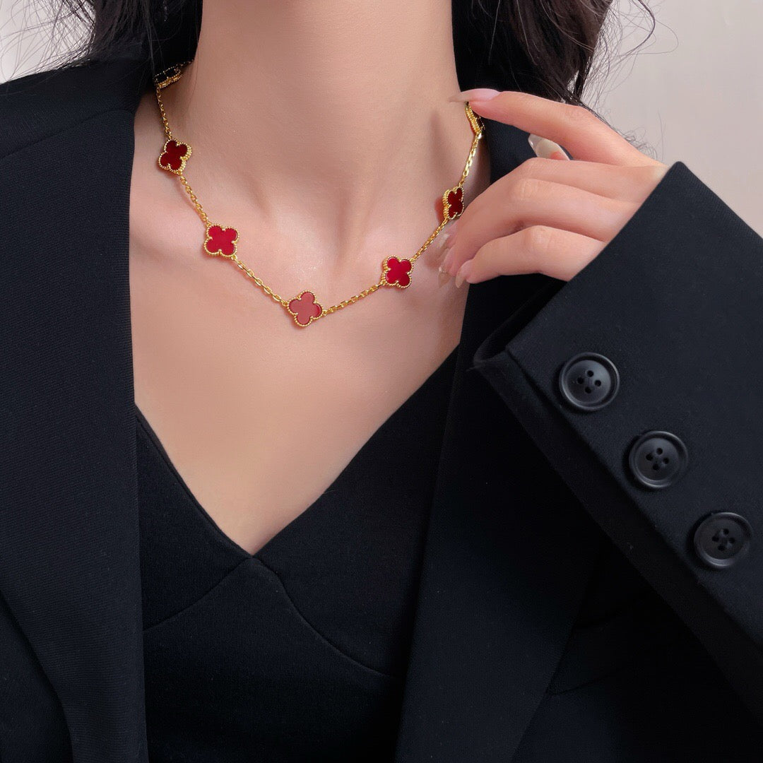 [ECHO ]CLOVER 10 MOTIFS CARNELIAN NECKLACE
