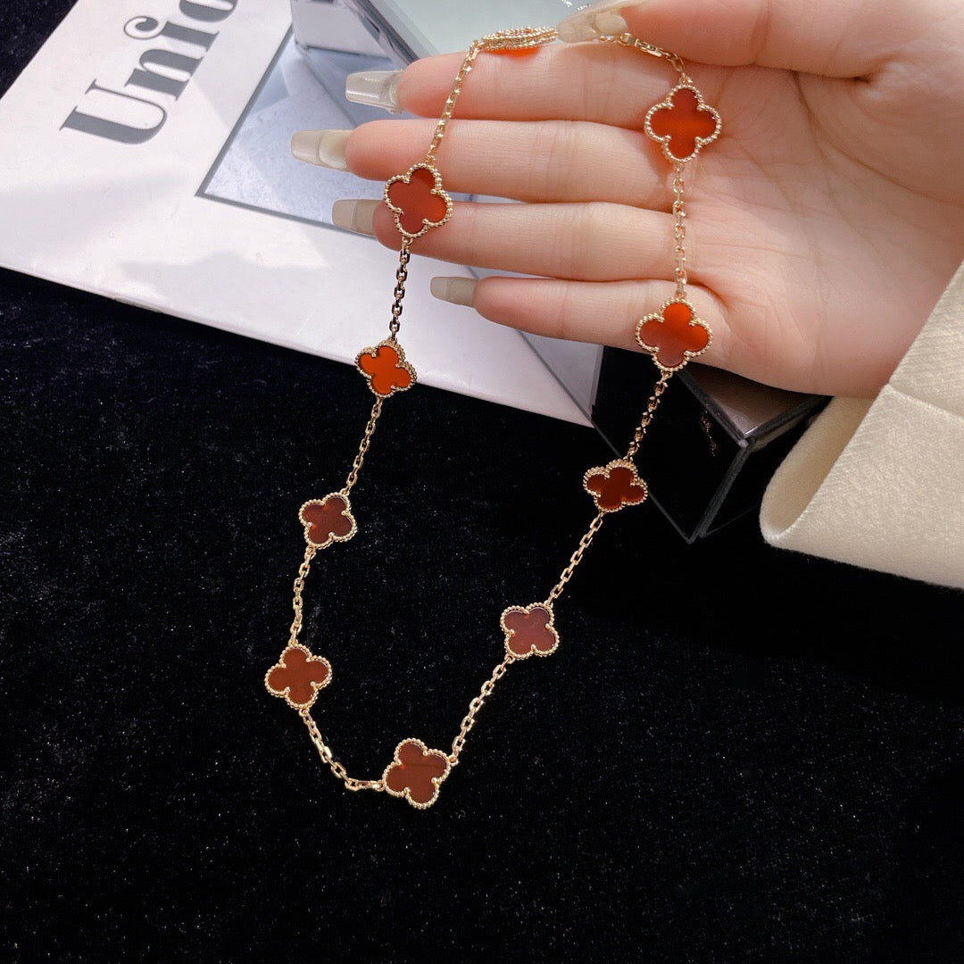 [ECHO ]CLOVER 10 MOTIFS CARNELIAN NECKLACE