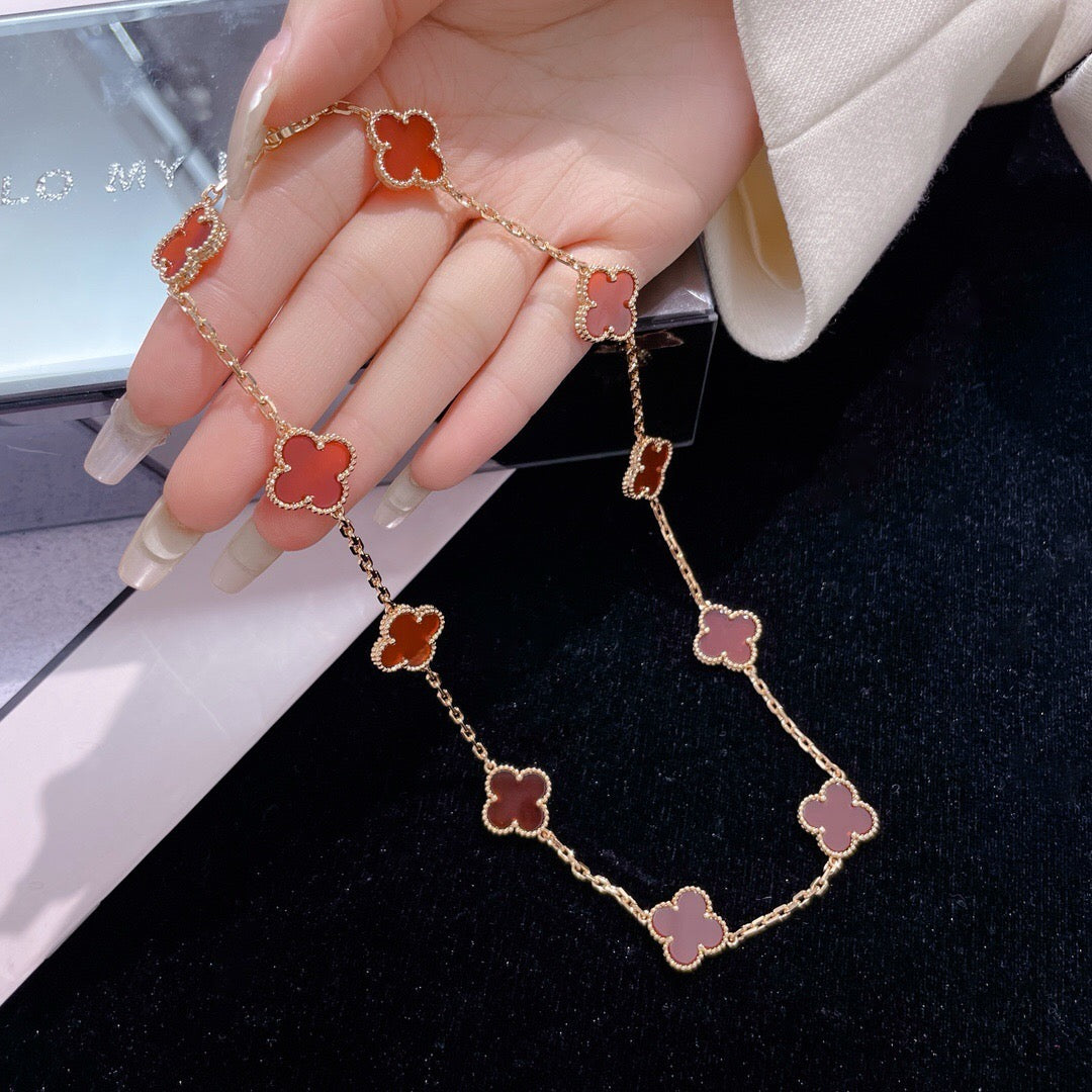 [ECHO ]CLOVER 10 MOTIFS CARNELIAN NECKLACE