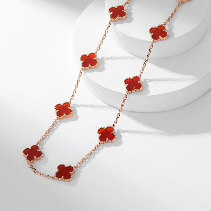 [ECHO ]CLOVER 10 MOTIFS CARNELIAN NECKLACE