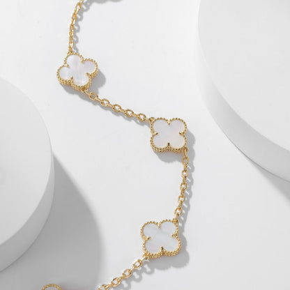 [ECHO ]CLOVER 10 MOTIFS WHITE MOTHER OF PEARL NECKLACE