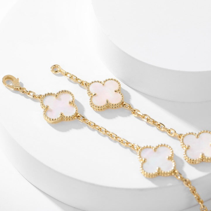 [ECHO ]CLOVER 10 MOTIFS WHITE MOTHER OF PEARL NECKLACE