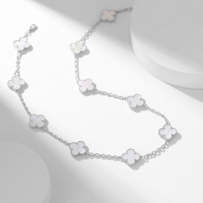 [ECHO ]CLOVER 10 MOTIFS WHITE MOTHER OF PEARL NECKLACE