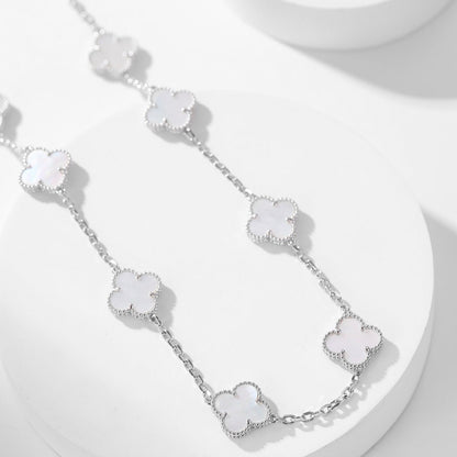 [ECHO ]CLOVER 10 MOTIFS WHITE MOTHER OF PEARL NECKLACE