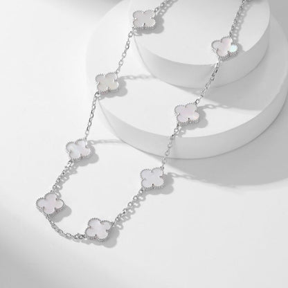[ECHO ]CLOVER 10 MOTIFS WHITE MOTHER OF PEARL NECKLACE