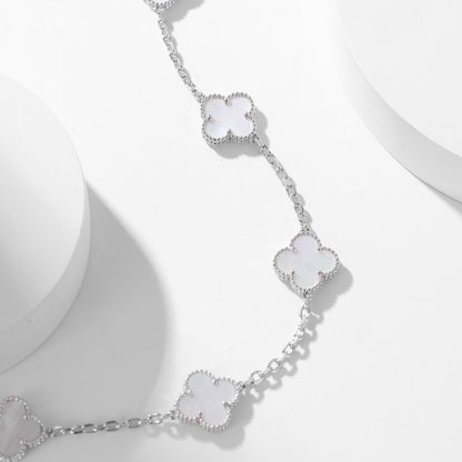 [ECHO ]CLOVER 10 MOTIFS WHITE MOTHER OF PEARL NECKLACE