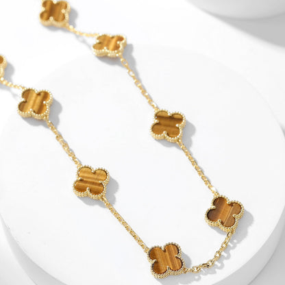 [ECHO ]CLOVER 10 MOTIFS TIGER EYE NECKLACE