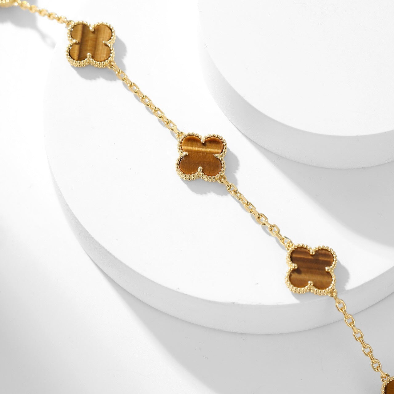 [ECHO ]CLOVER 10 MOTIFS TIGER EYE NECKLACE