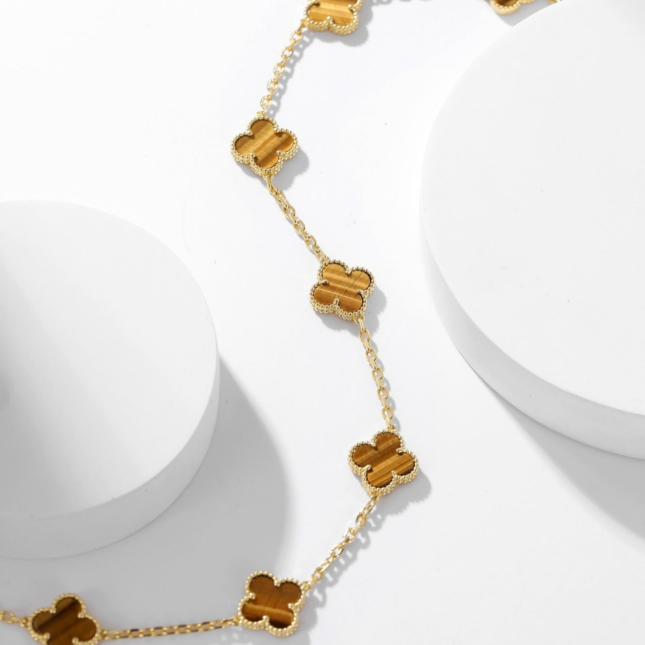 [ECHO ]CLOVER 10 MOTIFS TIGER EYE NECKLACE