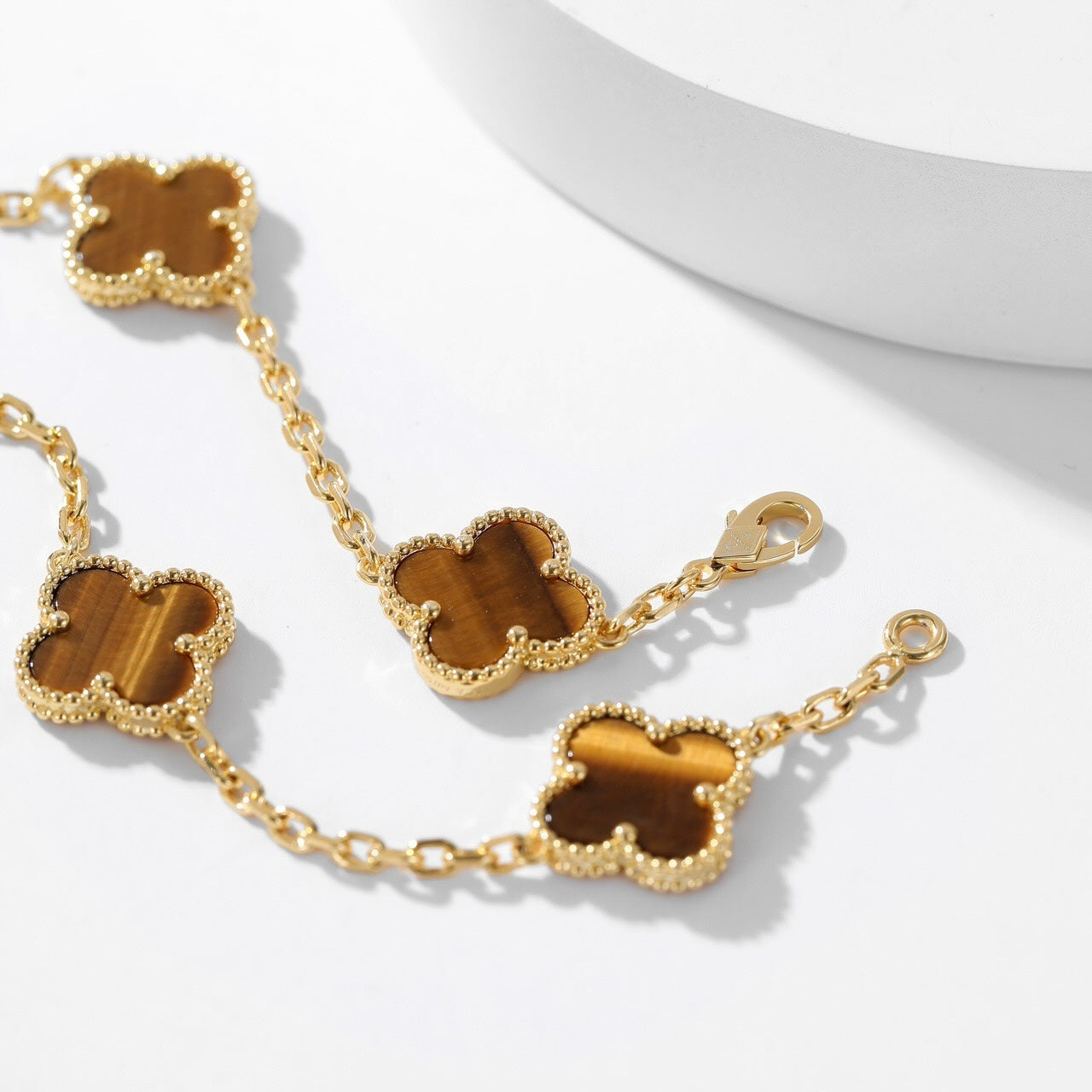 [ECHO ]CLOVER 10 MOTIFS TIGER EYE NECKLACE