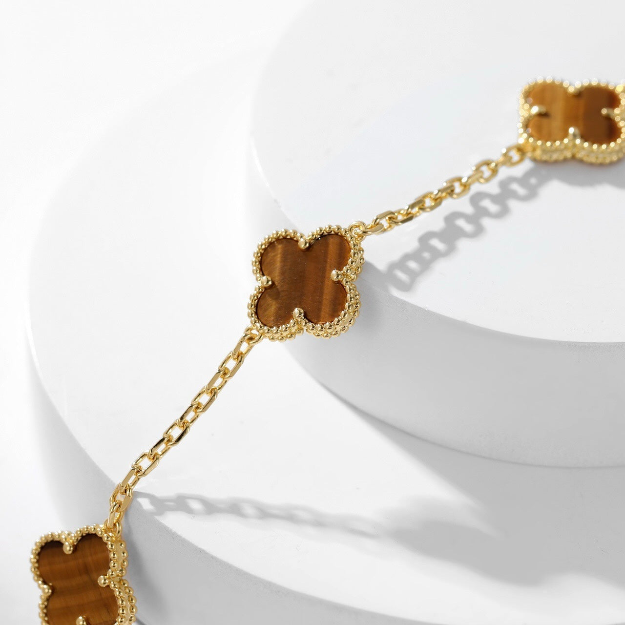 [ECHO ]CLOVER 10 MOTIFS TIGER EYE NECKLACE