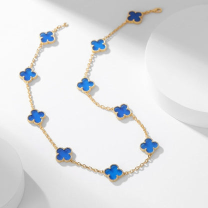 [ECHO ]CLOVER 10 MOTIFS BLUE AGATE NECKLACE