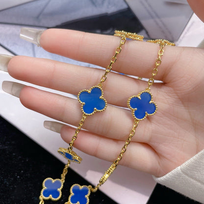 [ECHO ]CLOVER 10 MOTIFS BLUE AGATE NECKLACE