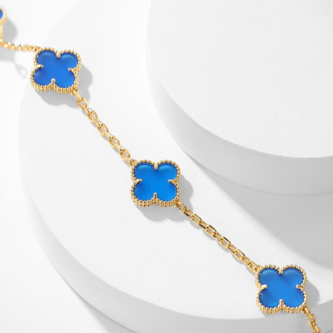 [ECHO ]CLOVER 10 MOTIFS BLUE AGATE NECKLACE