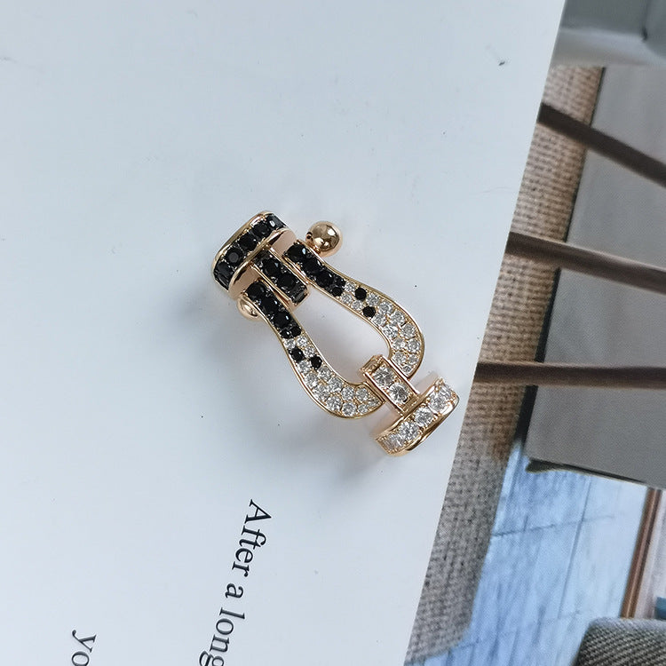 [ECHO ]FORCE LARGE HORSESHOE BLACK WHITE DIAMOND BRACELET ROSE GOLD