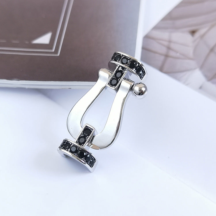 [ECHO ]FORCE LARGE HORSESHOE BLACK DIAMOND BRACELET SILVER