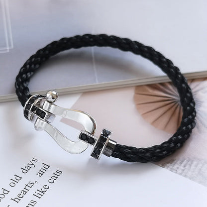 [ECHO ]FORCE LARGE HORSESHOE BLACK DIAMOND BRACELET SILVER