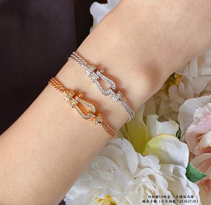 [ECHO ]FORCE SMALL HORSESHOE  DIAMOND CHAIN ROPE BRACELET