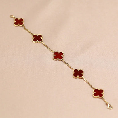 [ECHO ] CLOVER 5 MOTIF RED CORNELIAN BRACELET COLLECTION