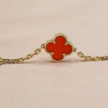 [ECHO ]CLOVER 5 MOTIFS RED AGATE  BRACELET