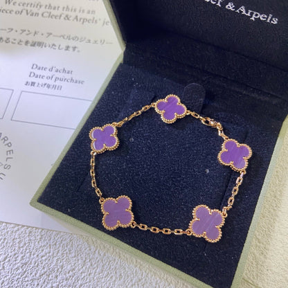 [ECHO ]CLOVER  5 MOTIFS  PURPLE VIOLET BRACELET