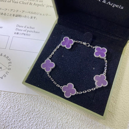 [ECHO ]CLOVER  5 MOTIFS  PURPLE VIOLET BRACELET